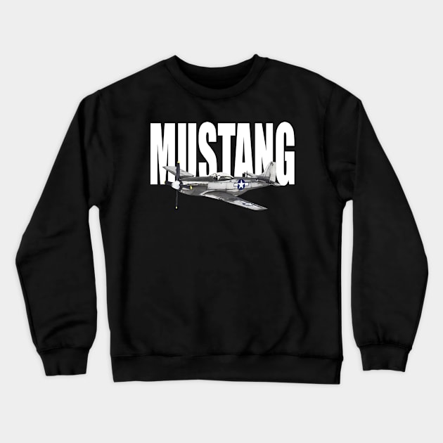 North American P-51 Mustang  WW2 WWII Plane Crewneck Sweatshirt by Dirty Custard Designs 